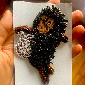 Handmade hedgehog brooch